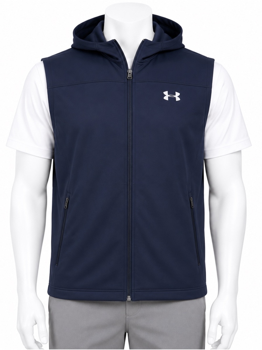 Under Armour Men’s Navy Hooded Softshell Vest Size 3XL (Cross Posted)